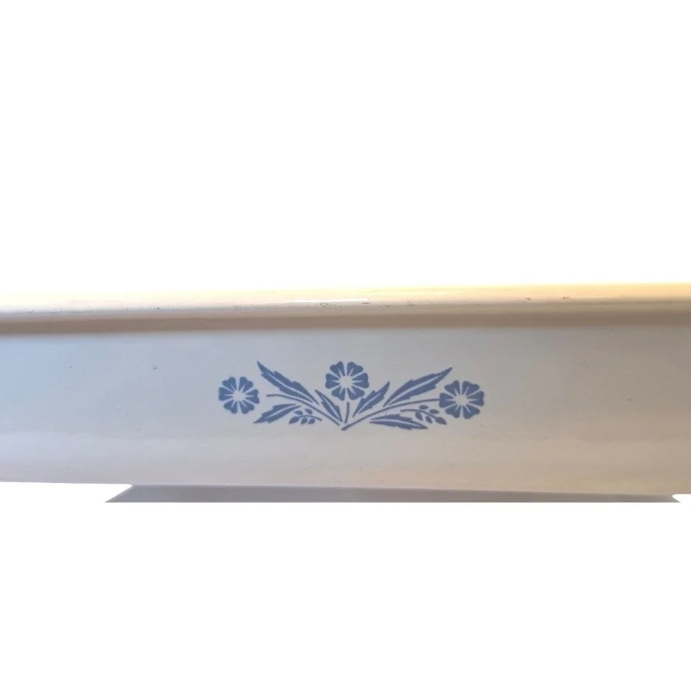 Corning Ware Blue Cornflower P-7N Roaster‎ Pan Vintage White Pyroceram 16 inch